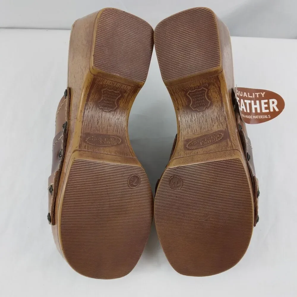 Vintage Y2K Lower East Side Patchwork Leather Platform Chunky Wedge Sandals 7.5 - Picture 10 of 10